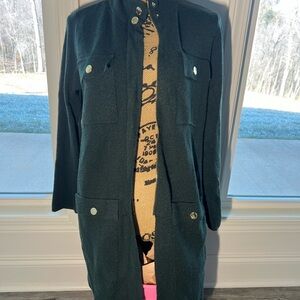 Anne Klein Dark Green Coat with Gold Buttons